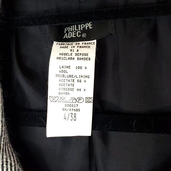 VTG Philippe Adec Wool Striped Cropped Blazer Work Casual Preppy Jacket Sz 4 - Picture 4 of 12